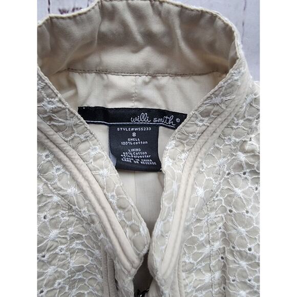 willi smith style #W55233 Flower Embroidered Cream Jacket Size S. - Picture 2 of 10